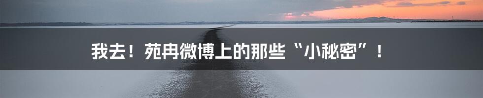 我去！苑冉微博上的那些“小秘密”！
