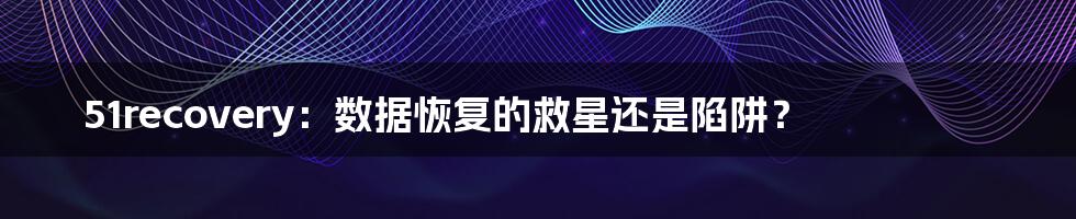 51recovery:数据恢复的救星还是陷阱?