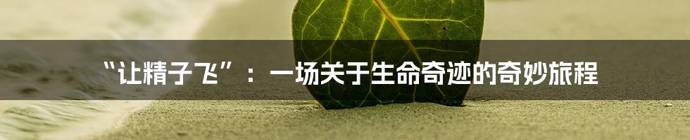 “让精子飞”:一场关于生命奇迹的奇妙旅程