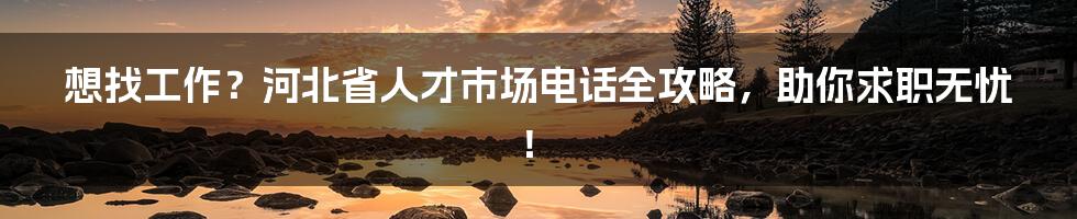 想找工作？河北省人才市场电话全攻略，助你求职无忧！