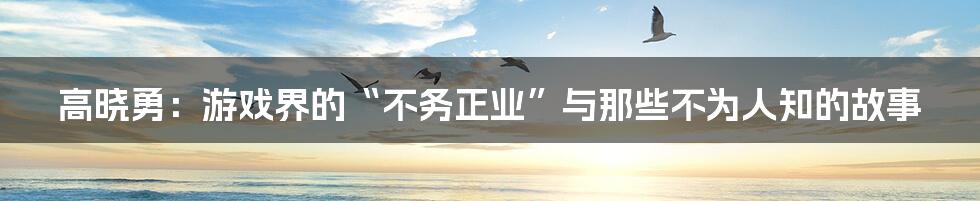 高晓勇：游戏界的“不务正业”与那些不为人知的故事