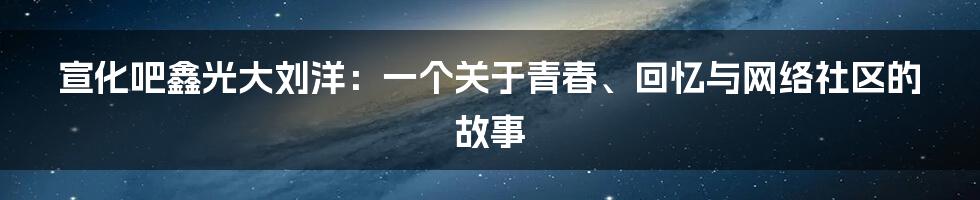 宣化吧鑫光大刘洋:一个关于青春、回忆与网络社区的故事