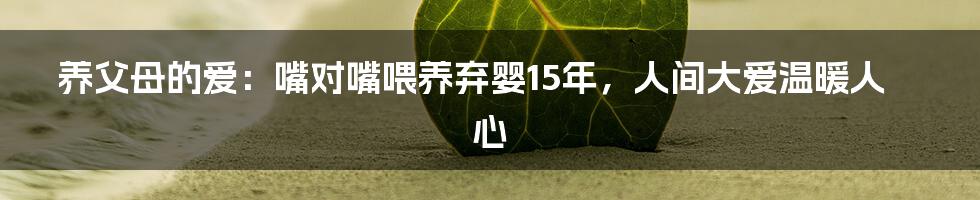 养父母的爱:嘴对嘴喂养弃婴15年,人间大爱温暖人心