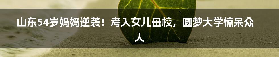 山东54岁妈妈逆袭！考入女儿母校，圆梦大学惊呆众人
