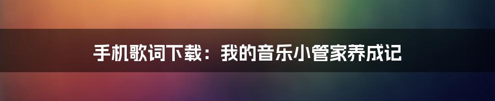手机歌词下载:我的音乐小管家养成记