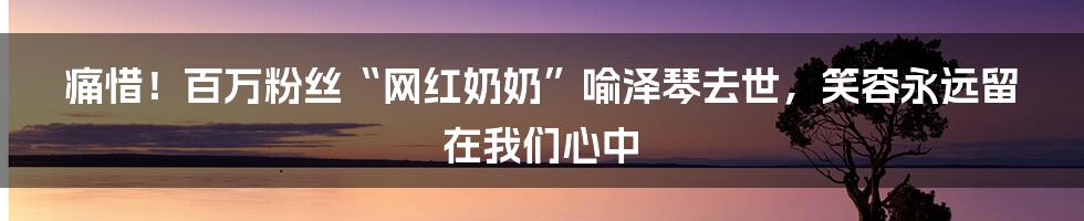 痛惜!百万粉丝“网红奶奶”喻泽琴去世,笑容永远留在我们心中