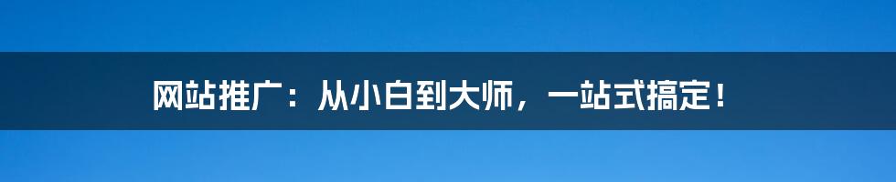 网站推广:从小白到大师,一站式搞定!