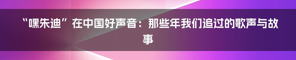 “嘿朱迪”在中国好声音:那些年我们追过的歌声与故事