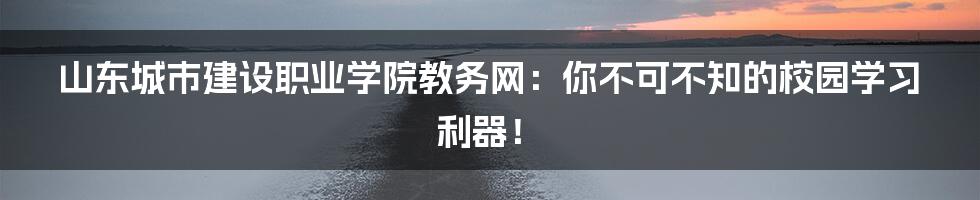 山东城市建设职业学院教务网:你不可不知的校园学习利器!