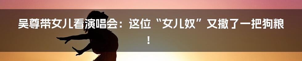 吴尊带女儿看演唱会:这位“女儿奴”又撒了一把狗粮!