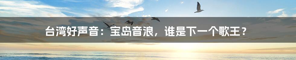 台湾好声音:宝岛音浪,谁是下一个歌王?