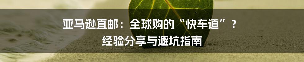 亚马逊直邮:全球购的“快车道”? 经验分享与避坑指南