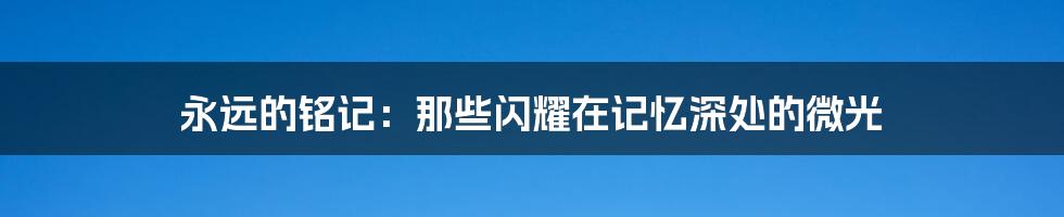 永远的铭记:那些闪耀在记忆深处的微光