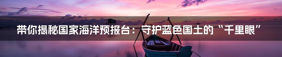 带你揭秘国家海洋预报台:守护蓝色国土的“千里眼”