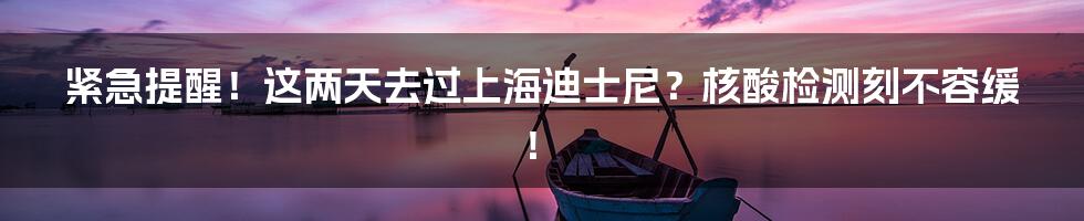 紧急提醒!这两天去过上海迪士尼?核酸检测刻不容缓!