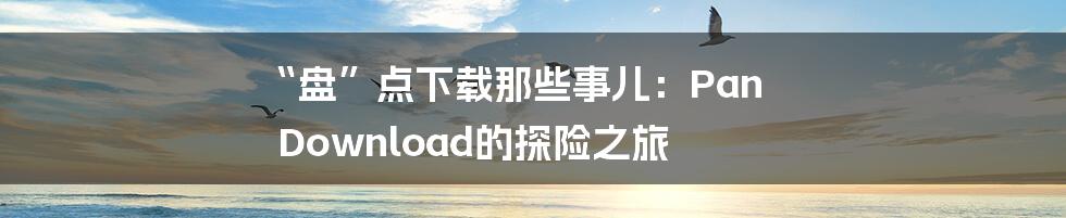 “盘”点下载那些事儿：Pan Download的探险之旅