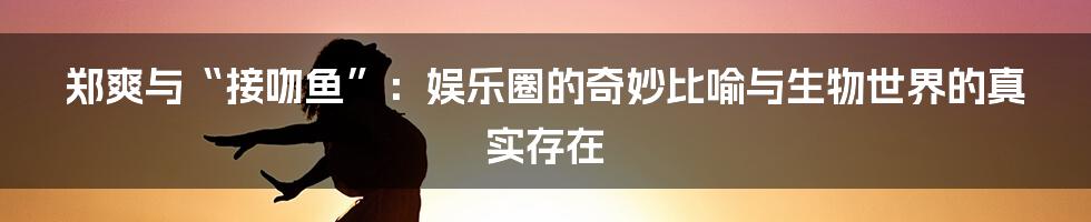 郑爽与“接吻鱼”：娱乐圈的奇妙比喻与生物世界的真实存在