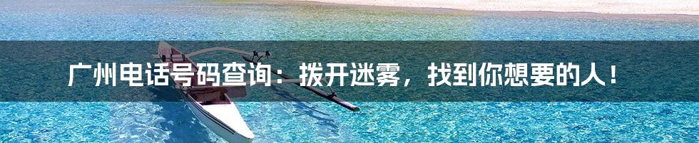 广州电话号码查询:拨开迷雾,找到你想要的人!