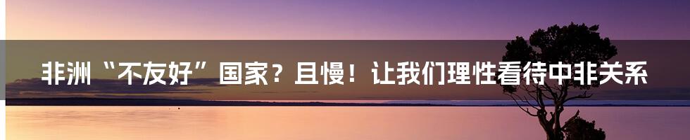 非洲“不友好”国家?且慢!让我们理性看待中非关系