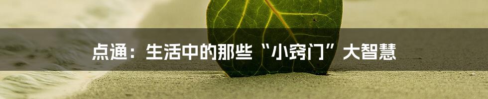 点通:生活中的那些“小窍门”大智慧