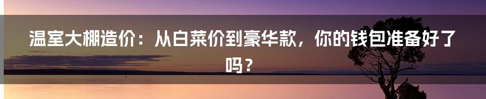 温室大棚造价：从白菜价到豪华款，你的钱包准备好了吗？