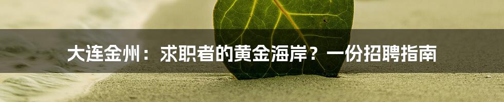 大连金州:求职者的黄金海岸?一份招聘指南