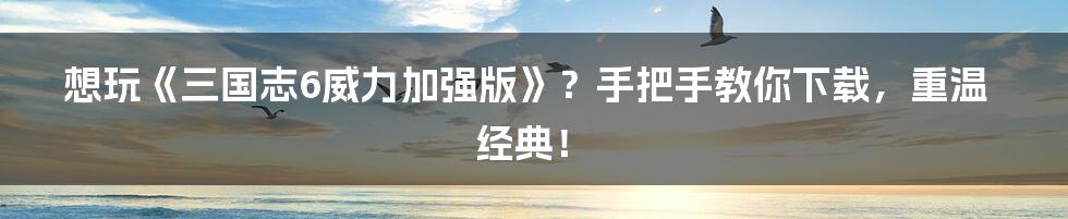 想玩《三国志6威力加强版》？手把手教你下载，重温经典！