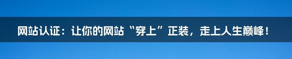 网站认证:让你的网站“穿上”正装,走上人生巅峰!