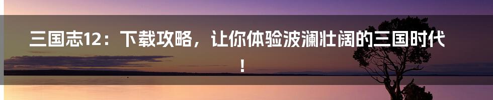 三国志12：下载攻略，让你体验波澜壮阔的三国时代！