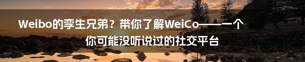 Weibo的孪生兄弟?带你了解WeiCo——一个你可能没听说过的社交平台