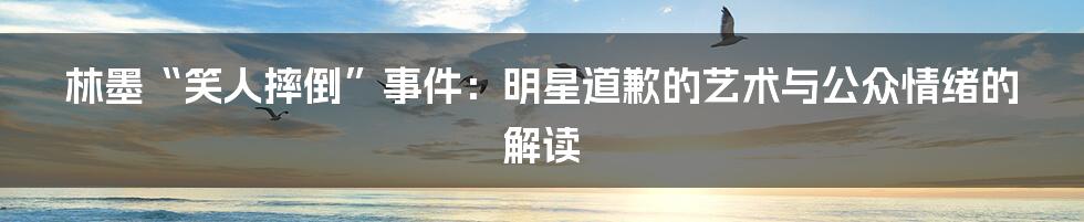 林墨“笑人摔倒”事件:明星道歉的艺术与公众情绪的解读