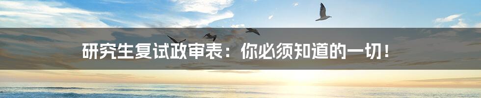 研究生复试政审表:你必须知道的一切!