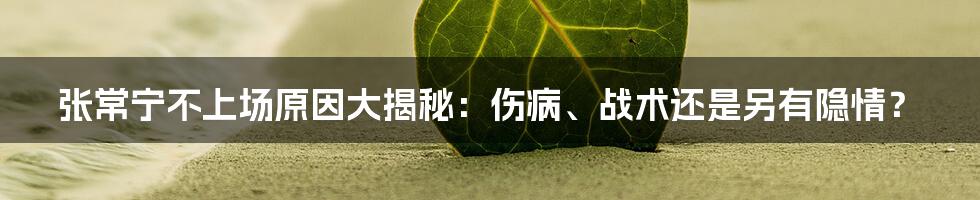 张常宁不上场原因大揭秘:伤病、战术还是另有隐情?