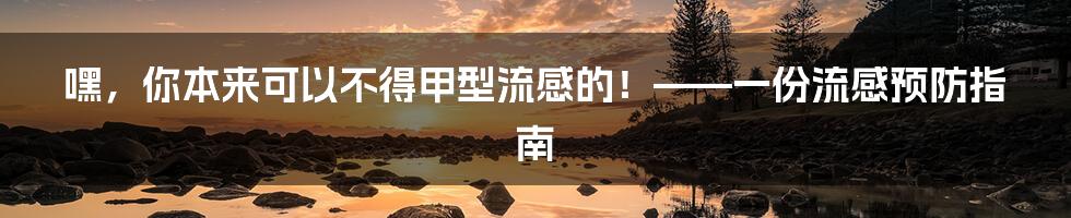 嘿,你本来可以不得甲型流感的!——一份流感预防指南