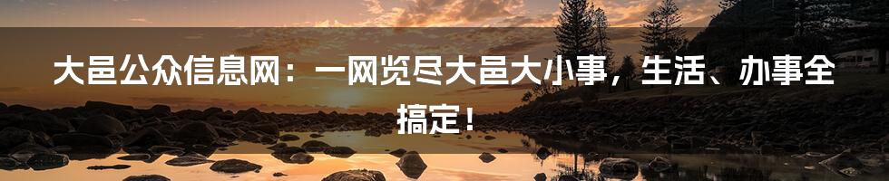 大邑公众信息网:一网览尽大邑大小事,生活、办事全搞定!