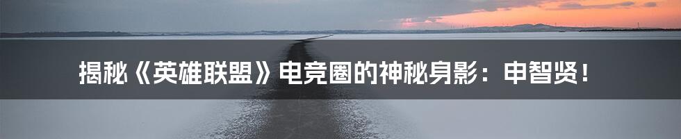 揭秘《英雄联盟》电竞圈的神秘身影:申智贤!