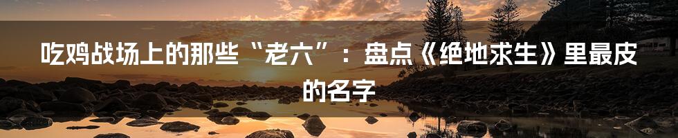 吃鸡战场上的那些“老六”:盘点《绝地求生》里最皮的名字