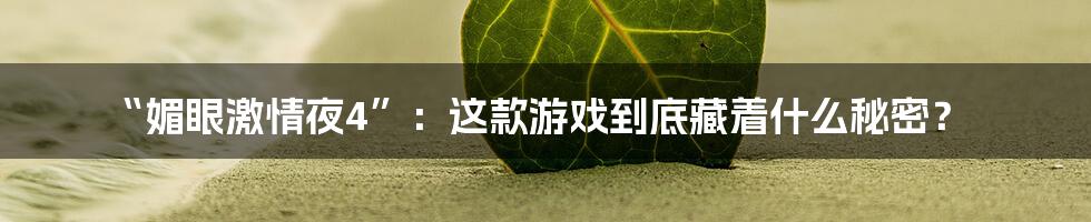 “媚眼激情夜4”:这款游戏到底藏着什么秘密?