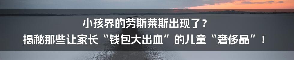 小孩界的劳斯莱斯出现了？ 揭秘那些让家长“钱包大出血”的儿童“奢侈品”！