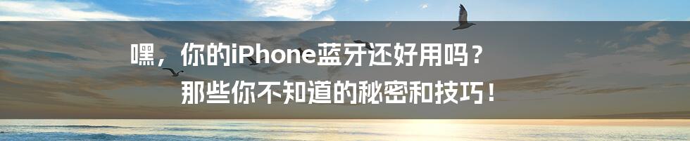 嘿,你的iPhone蓝牙还好用吗? 那些你不知道的秘密和技巧!