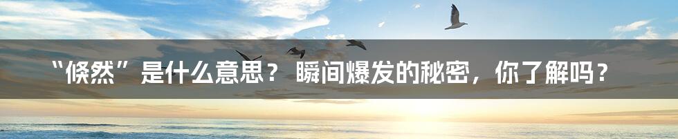 “倏然”是什么意思? 瞬间爆发的秘密,你了解吗?