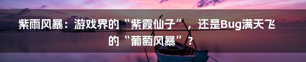 紫雨风暴:游戏界的“紫霞仙子”,还是Bug满天飞的“葡萄风暴”?
