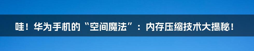 哇!华为手机的“空间魔法”:内存压缩技术大揭秘!