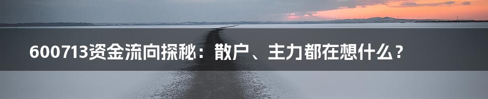 600713资金流向探秘:散户、主力都在想什么?
