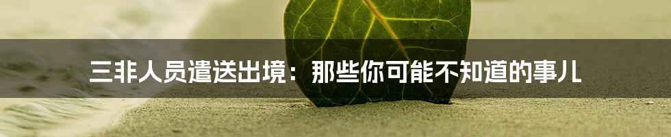 三非人员遣送出境:那些你可能不知道的事儿