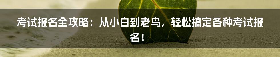 考试报名全攻略：从小白到老鸟，轻松搞定各种考试报名！
