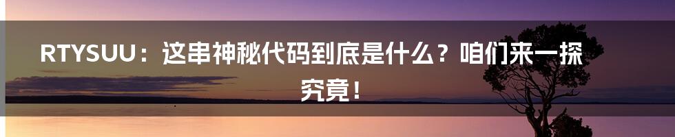 RTYSUU:这串神秘代码到底是什么?咱们来一探究竟!