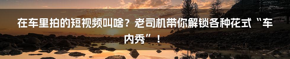 在车里拍的短视频叫啥?老司机带你解锁各种花式“车内秀”!