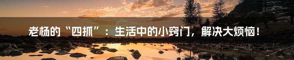 老杨的“四抓”:生活中的小窍门,解决大烦恼!