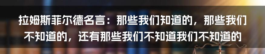 拉姆斯菲尔德名言:那些我们知道的,那些我们不知道的,还有那些我们不知道我们不知道的